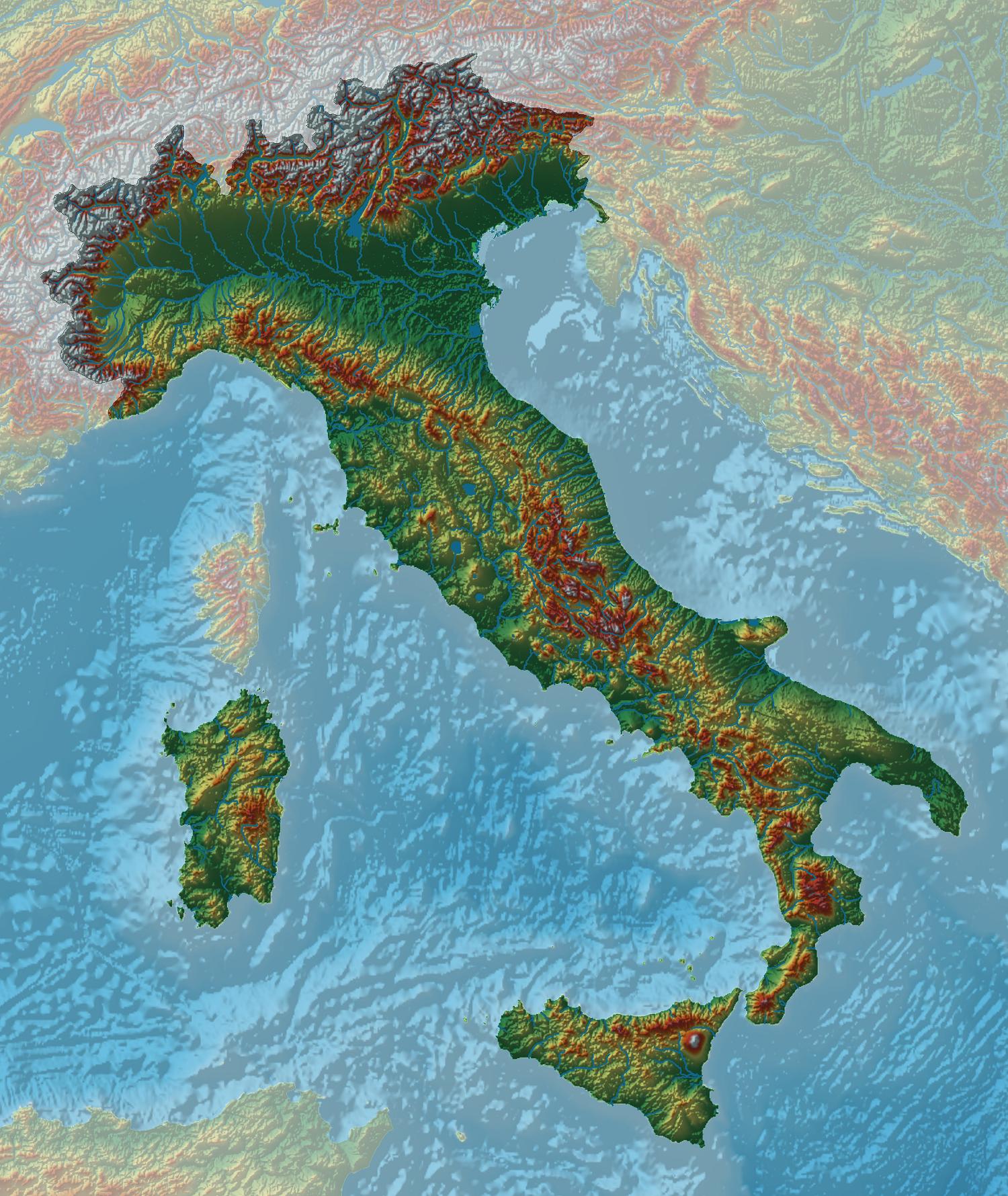 Topographical Map Of Italy. 