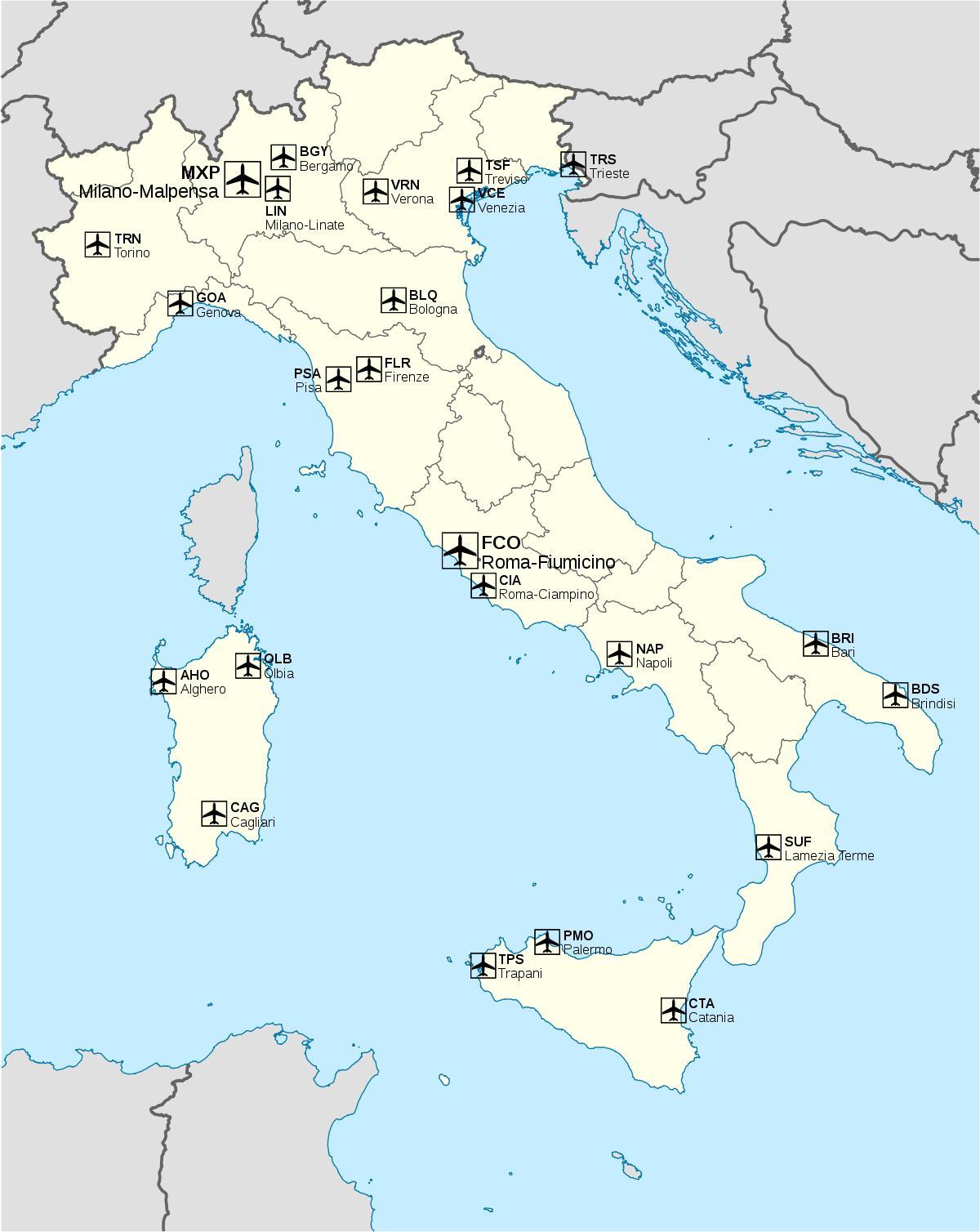 Map of Italy airports
