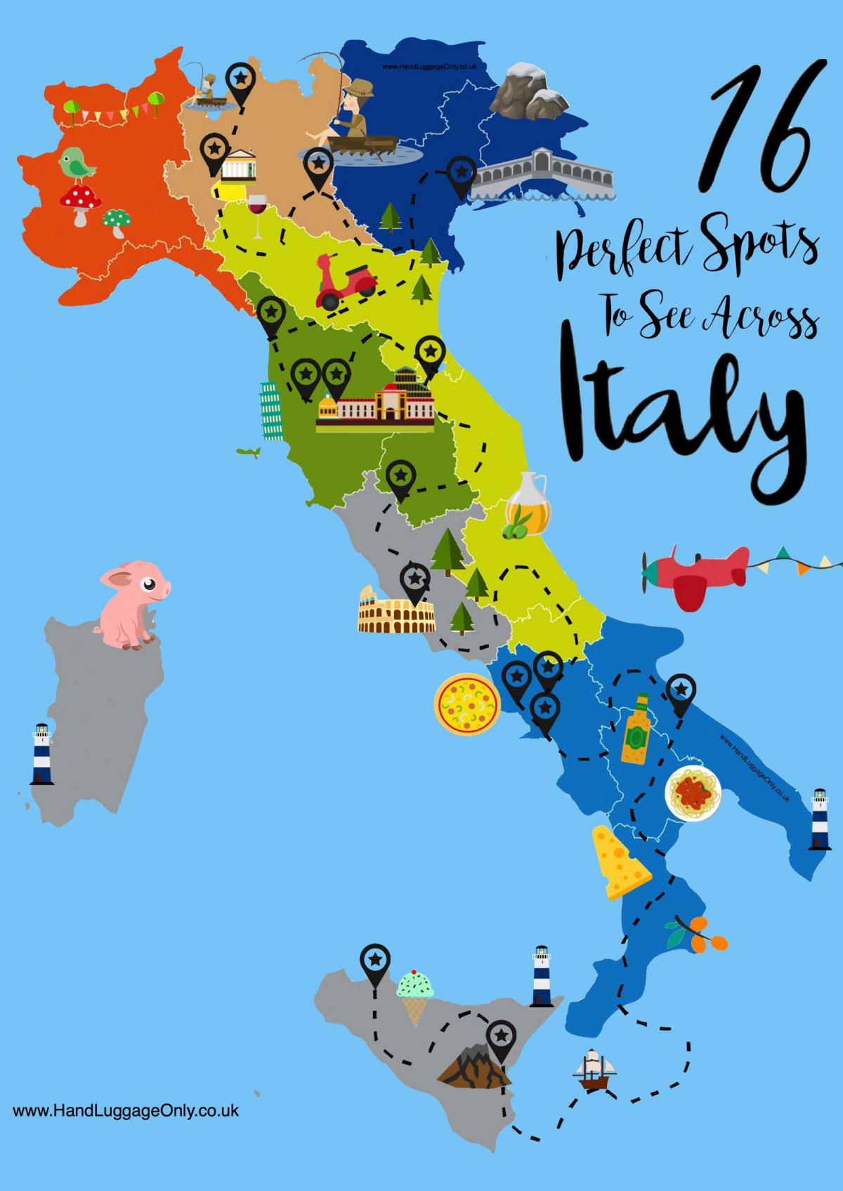Italy tourist attractions map