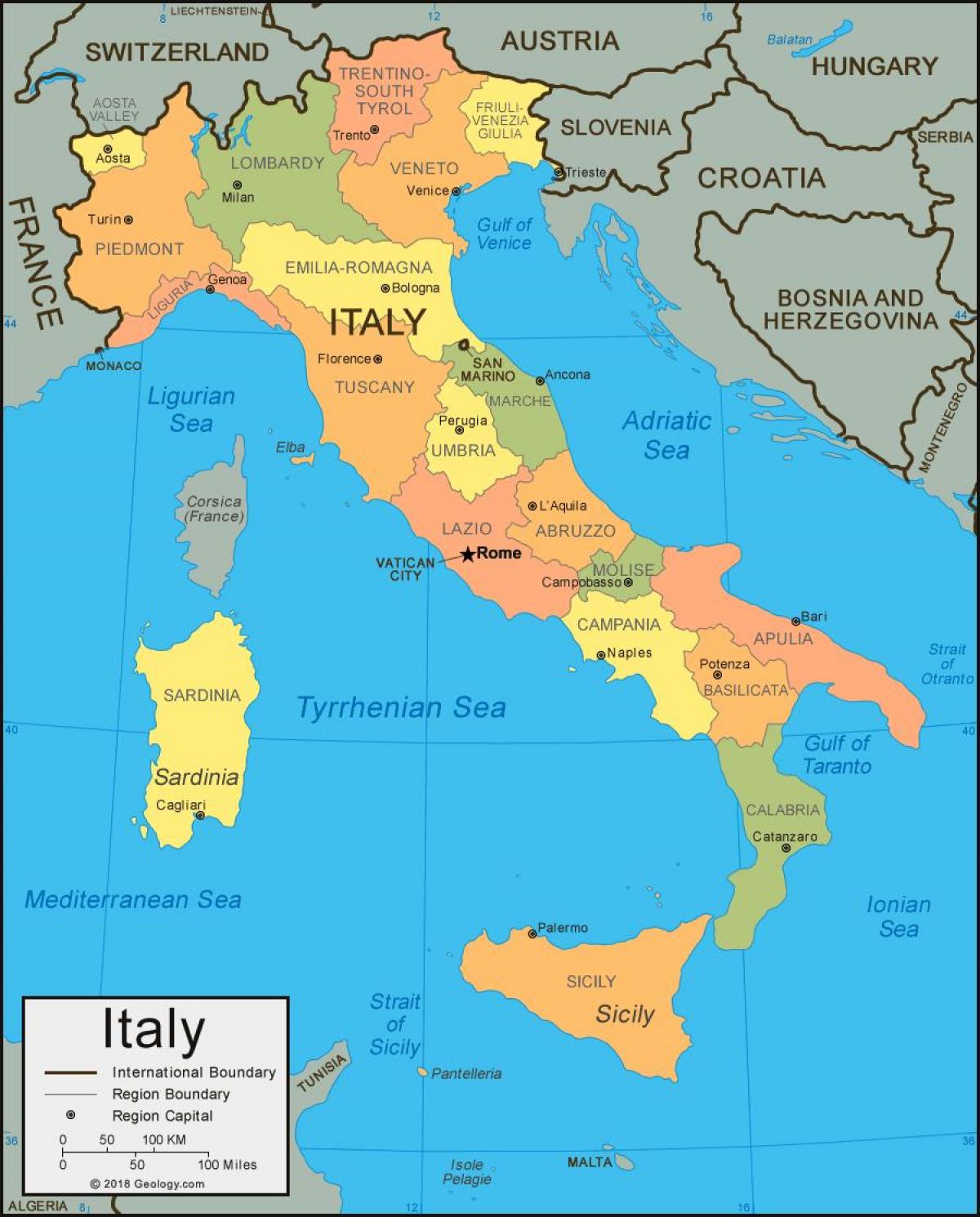 Italy on a map