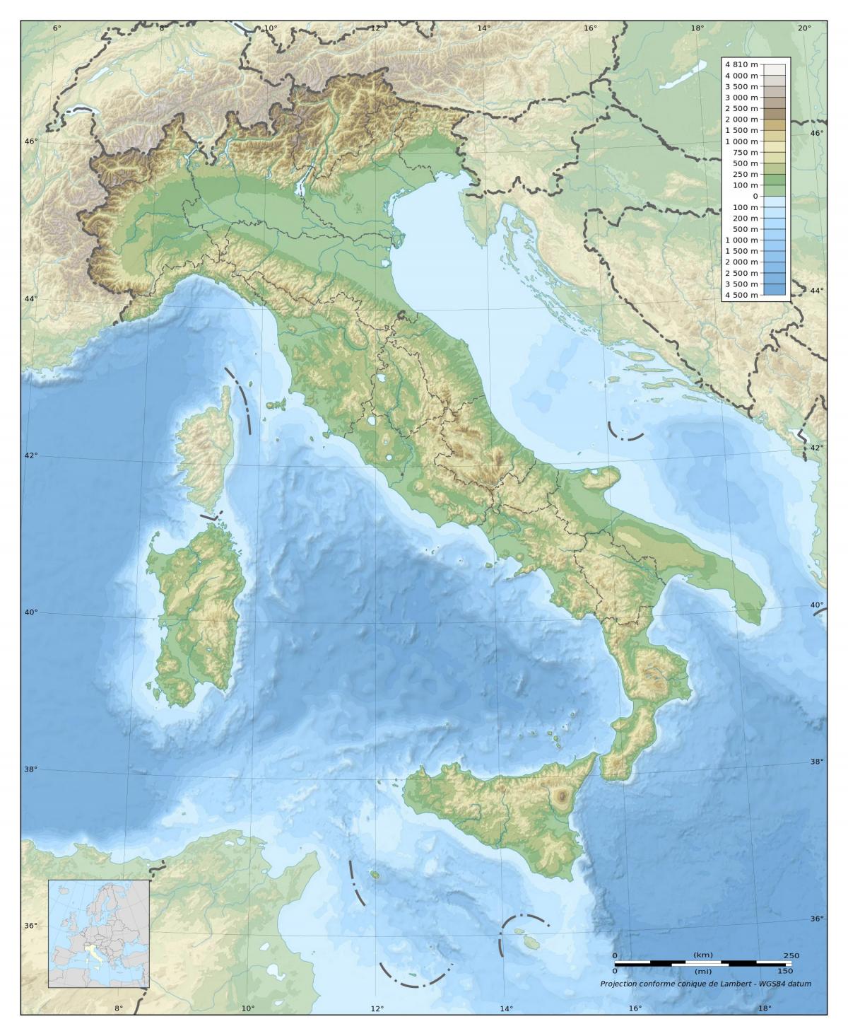 Italy landform map