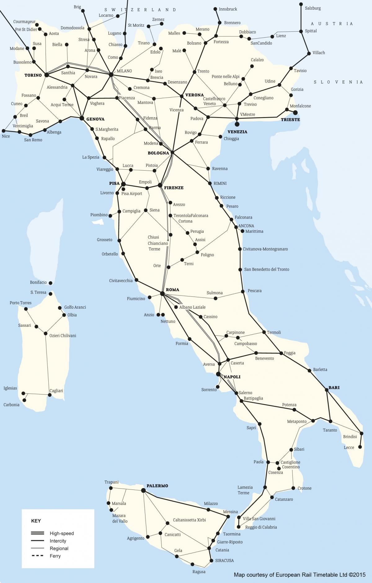 Italy train lines map