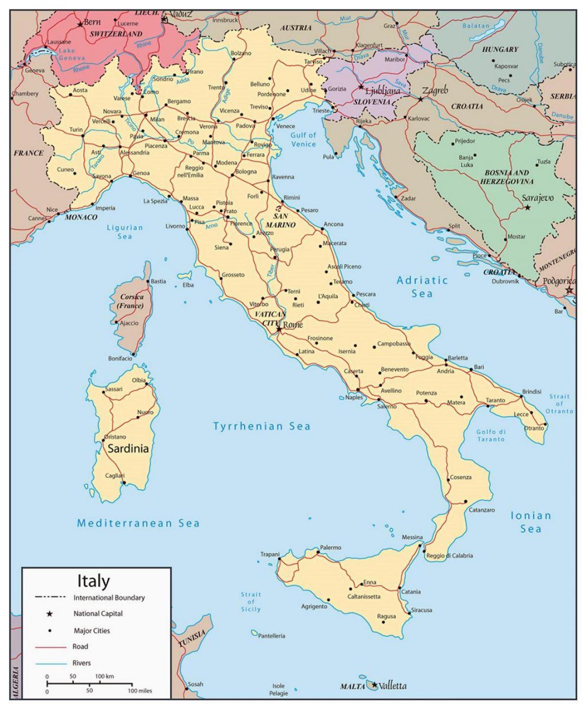 Rivers in Italy map