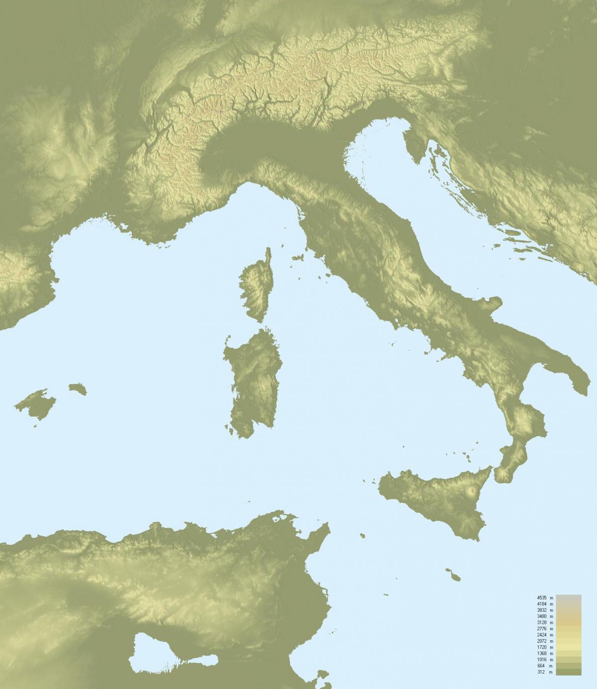 Topographical map of Italy
