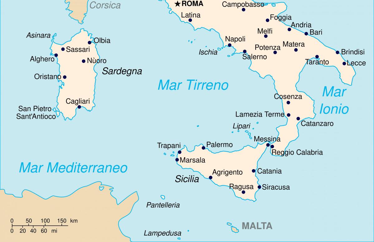 South of Italy map